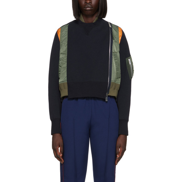 Sacai 'Layered' Blue Cotton Sweatshirt Size 1